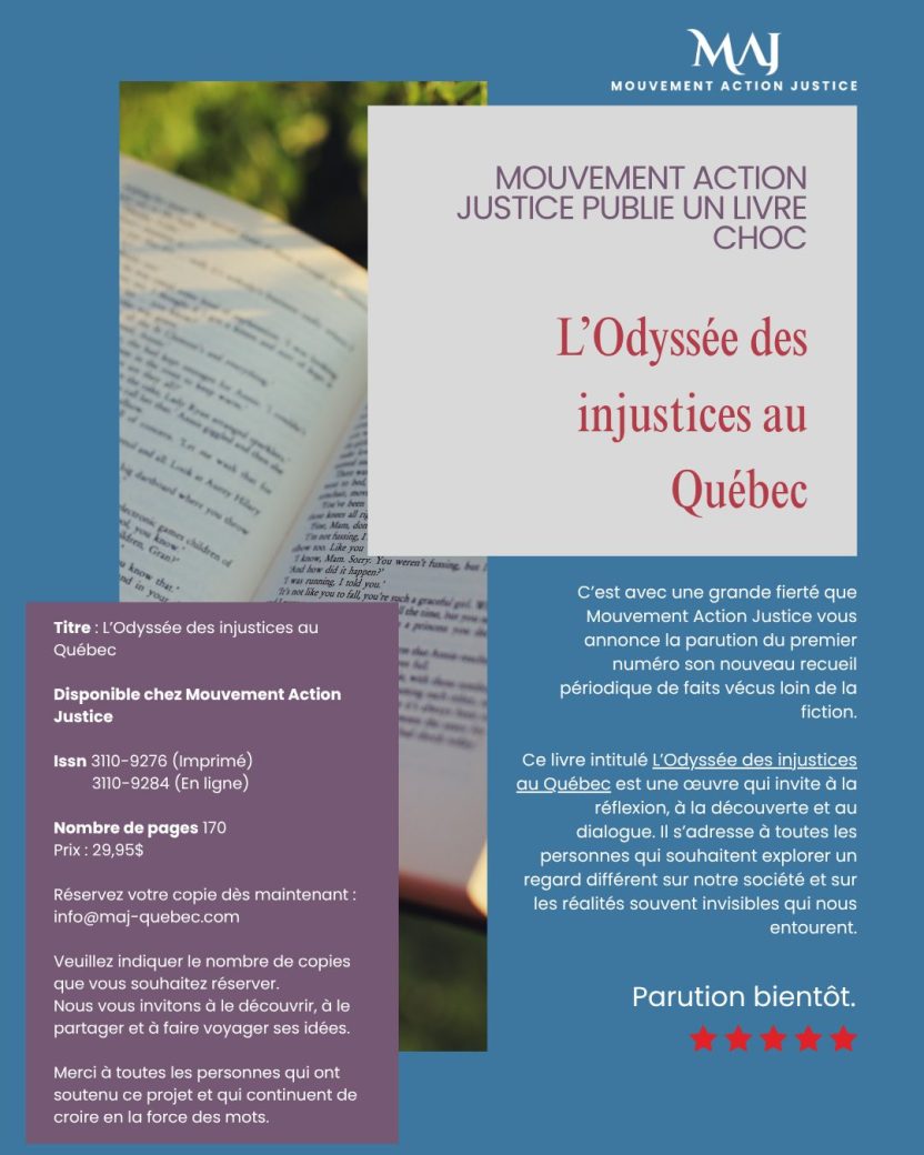 Livre_MouvementActionJustice_L’Odyssée des injustices au Québec