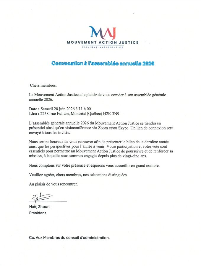 Mouvement Action Justice Assemblée 2026